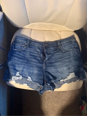 aerie Distressed Dark Blue Denim Cutoff Shorts